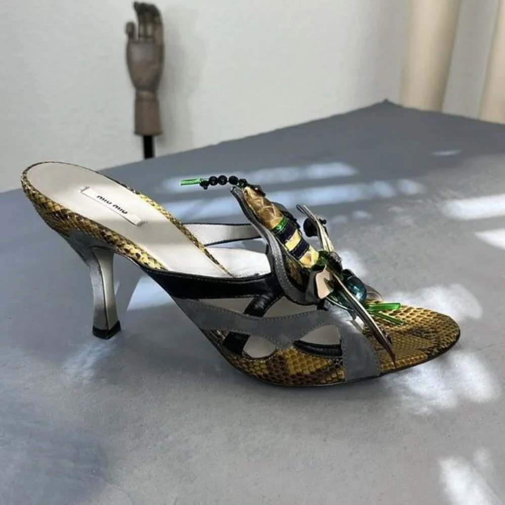 MiuMiu AW 2008 DragonflySlide Mules Heels - Picture 11 of 12